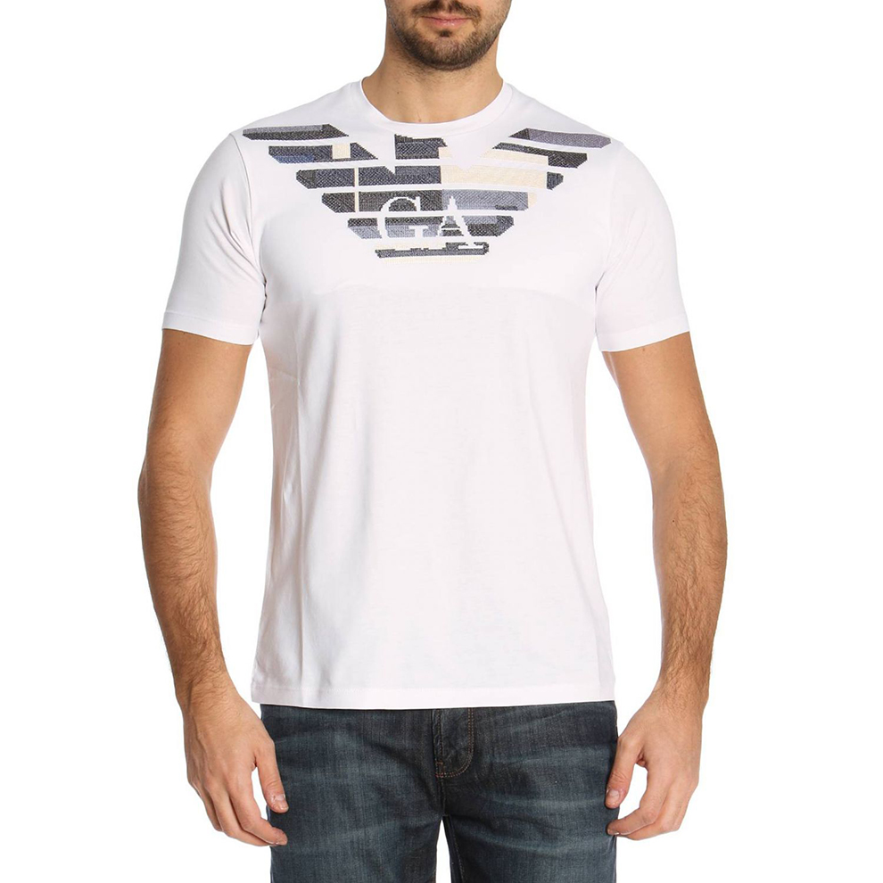 emporioarmani阿玛尼奢侈品男士短袖大鹰图案短袖t恤衫a03xxs