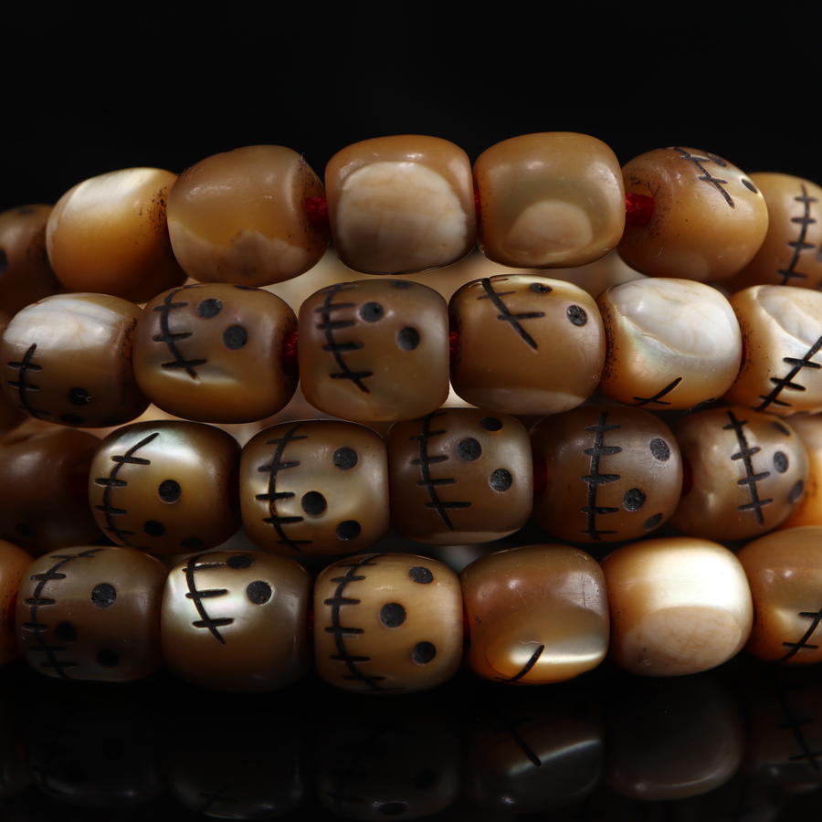 梵隅藏式雕刻尸陀林主阿呆鱼骨佛珠念珠108颗