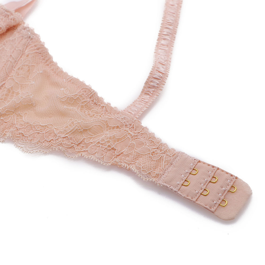 套装独立站 半杯性感蕾丝4件套文胸套装女士文胸 内裤 吊袜带 丝袜