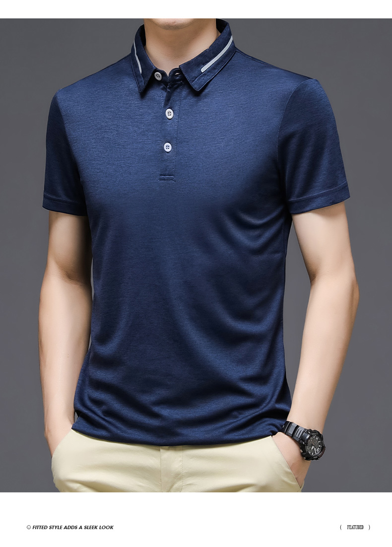 polo衫】夏季翻领冰丝短袖polo衫男潮流百搭修身都市潮牌休闲男士上衣