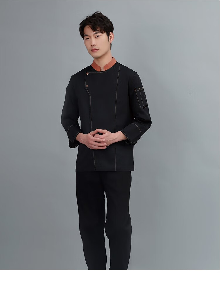 日式立领偏门襟厨师服日本料理店工作服寿司店居酒屋工装涤棉抗皱