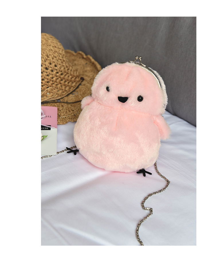 小女生包包斜跨包毛绒款可爱小鸡包包迷你卡通童趣斜挎包秋冬款原宿