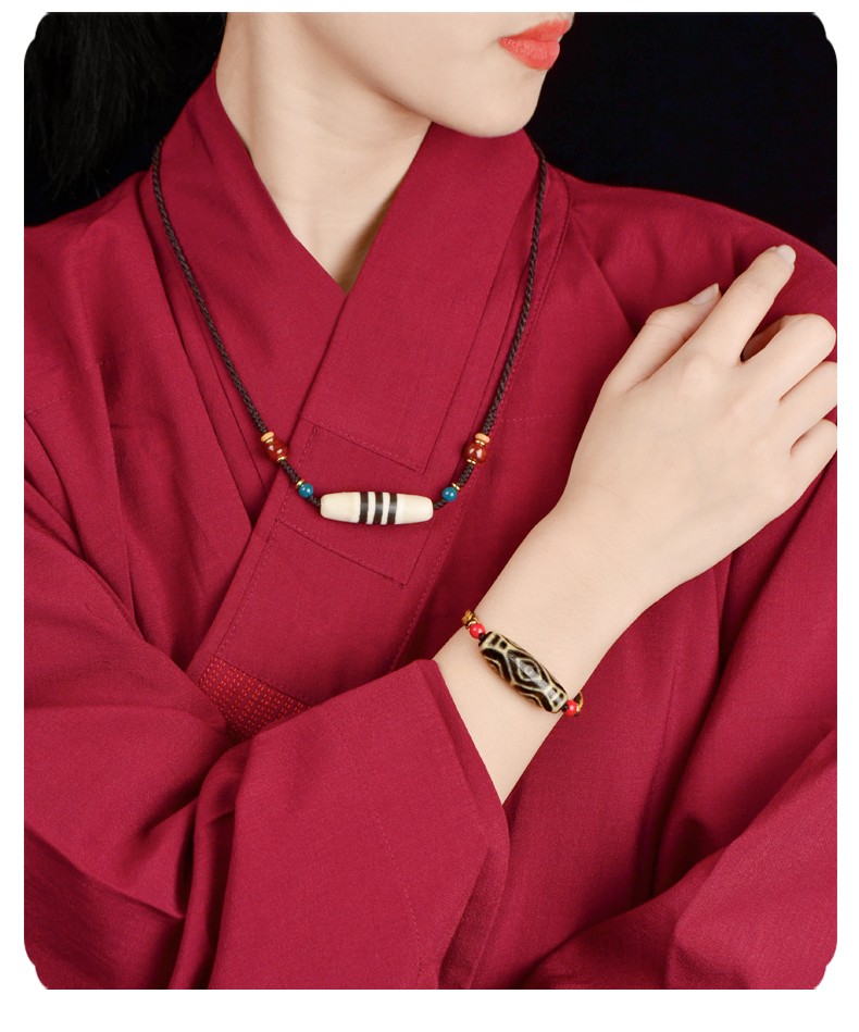 森洲龙六眼天珠手串男女士正品玛瑙手链天然西藏包浆原石藏式