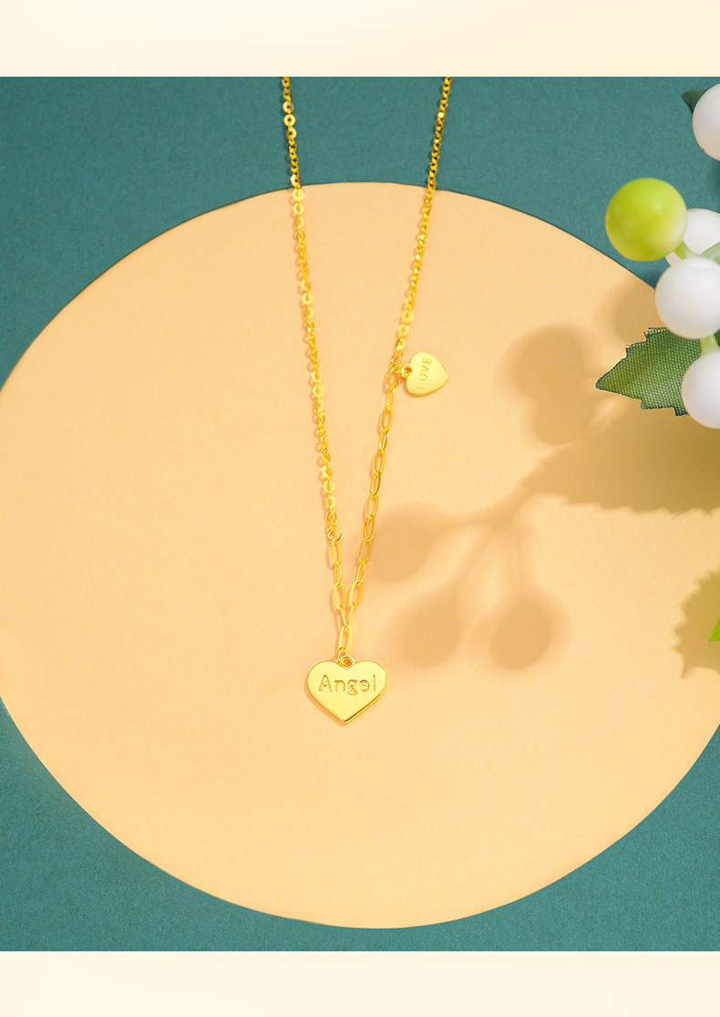 萃华金店 love18k金项链 angel彩金套链 约2.