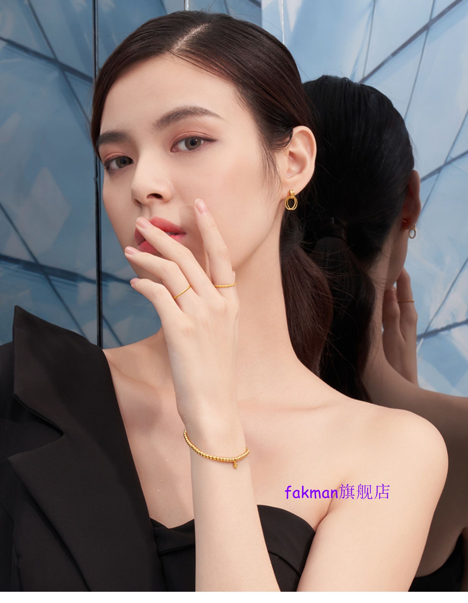 老品牌凤祥云款黄金戒指女细款时尚实心素圈小戒指足金b01tbgr002611