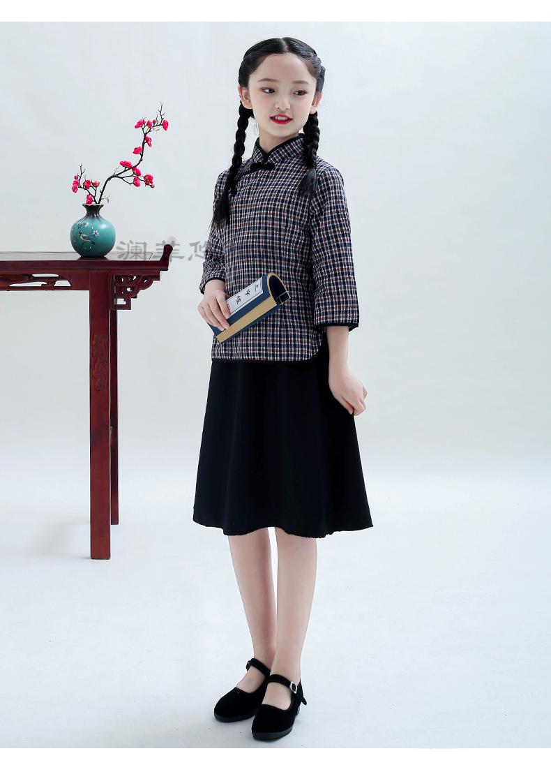 演出服民国风服装男中学生五四青年民国风学生装女款蓝色无绣花160cm