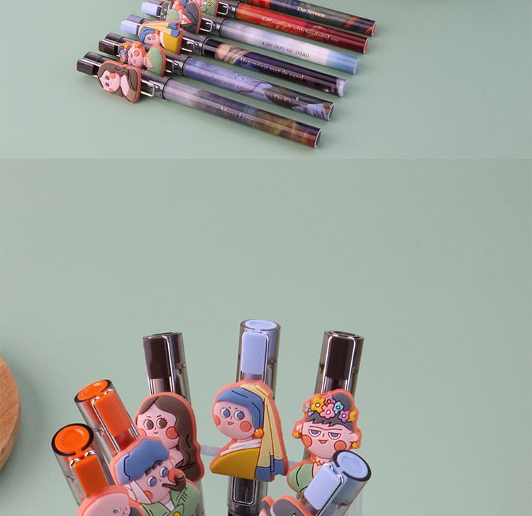 晨光世界名画系列 盲盒直液式走珠笔饰件配饰拔帽0.