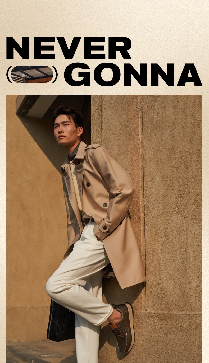 王耀庆同款简约透气商务休闲鞋 舒适百搭时尚低帮皮鞋 65869 深棕色