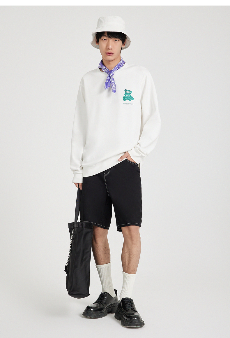 【卡宾3214164064】cabbeen/卡宾男装休闲圆领卫衣男秋冬小熊绣花潮流