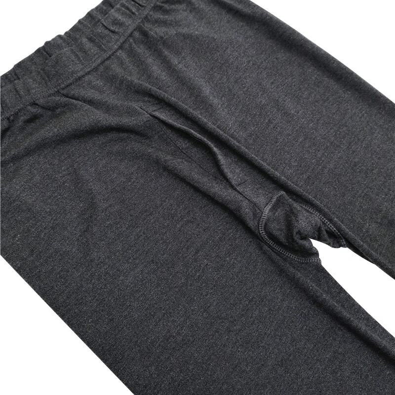 男士秋冬季打底棉毛裤男腈纶棉贴身弹力柔软保暖秋裤中老年款 黑灰色