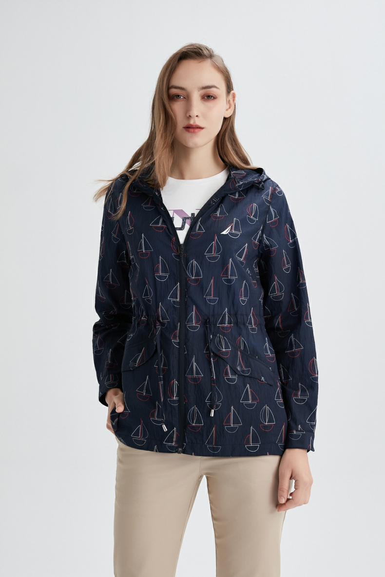 nautica诺帝卡女装春夏季新款轻盈带弹皮肤衣薄外套12jo035lc浅紫色