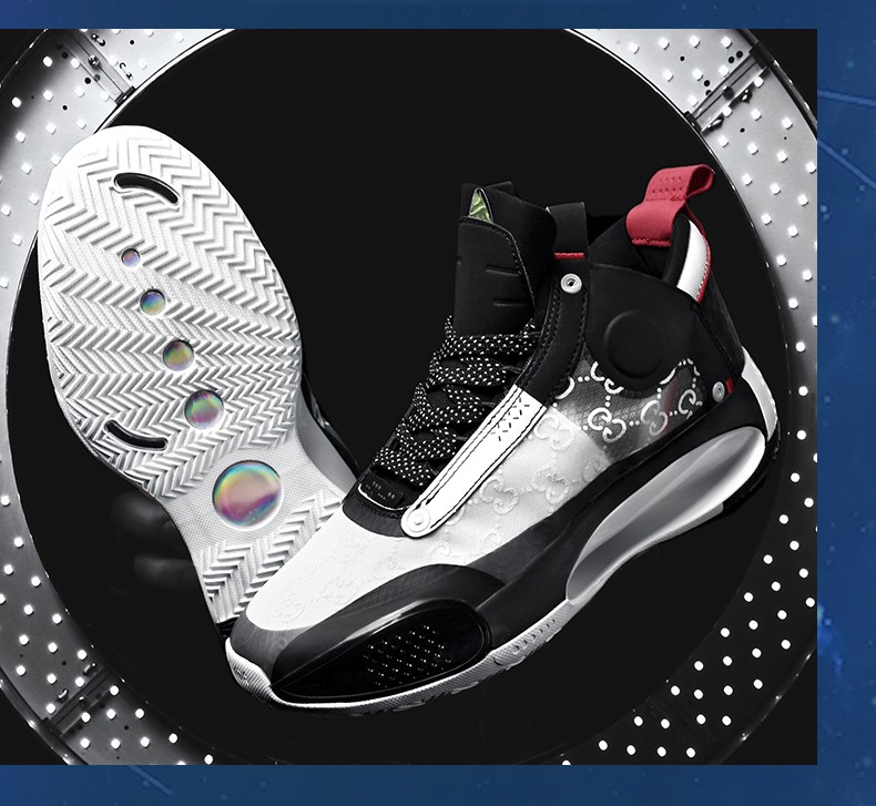 篮球鞋夏季透气减震运动男款黑白高帮实战战靴简版aj34球鞋男 黑金 36