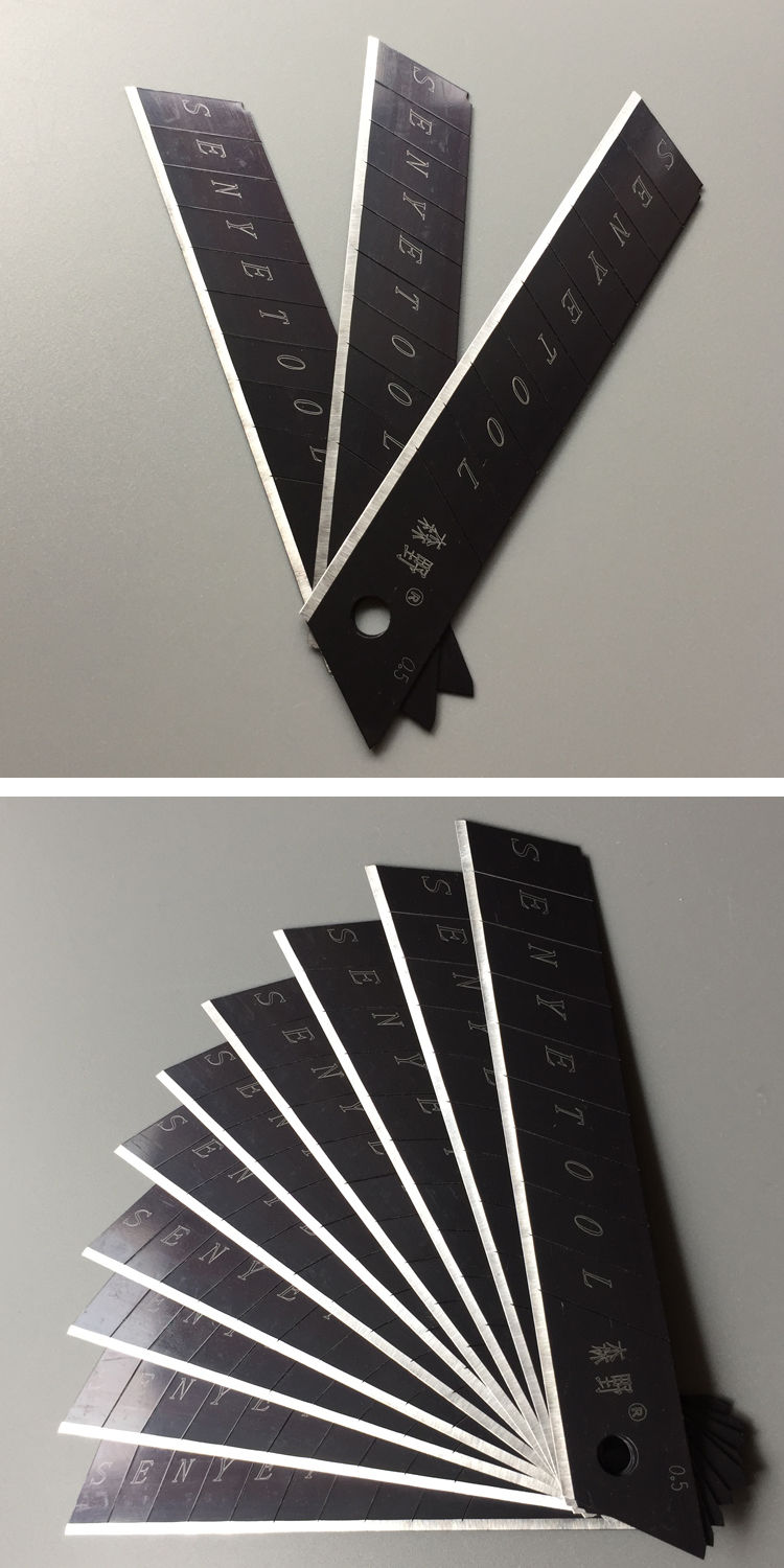 大号黑刀片18美工刀片加厚06工业用刀片墙纸壁纸刀片5盒刀片3把刀全黑