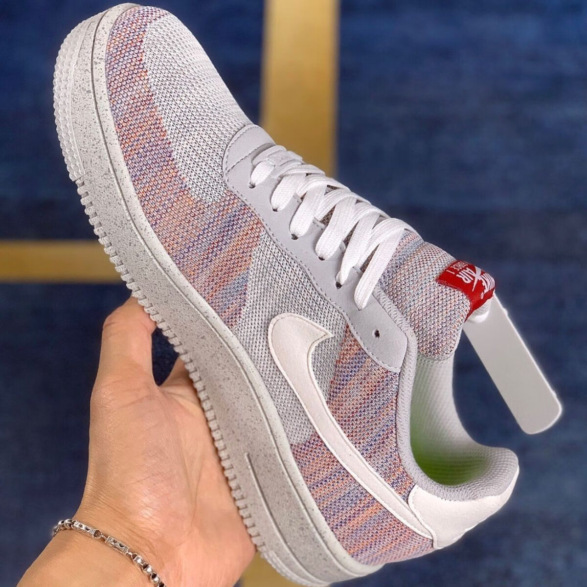 耐克1 low mi帆布空军一号男女飞线编织运动休闲滑板鞋 白灰粉 45