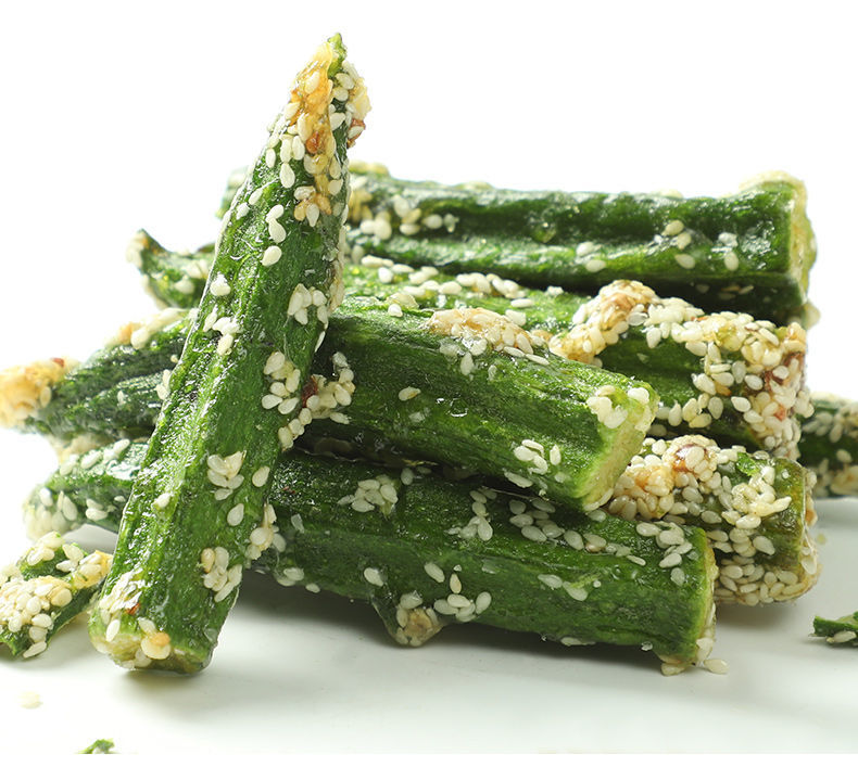 冻干拔丝秋葵脆即食糖煎芝麻蔬菜干无添加剂孕妇网红休闲零食 拔丝秋