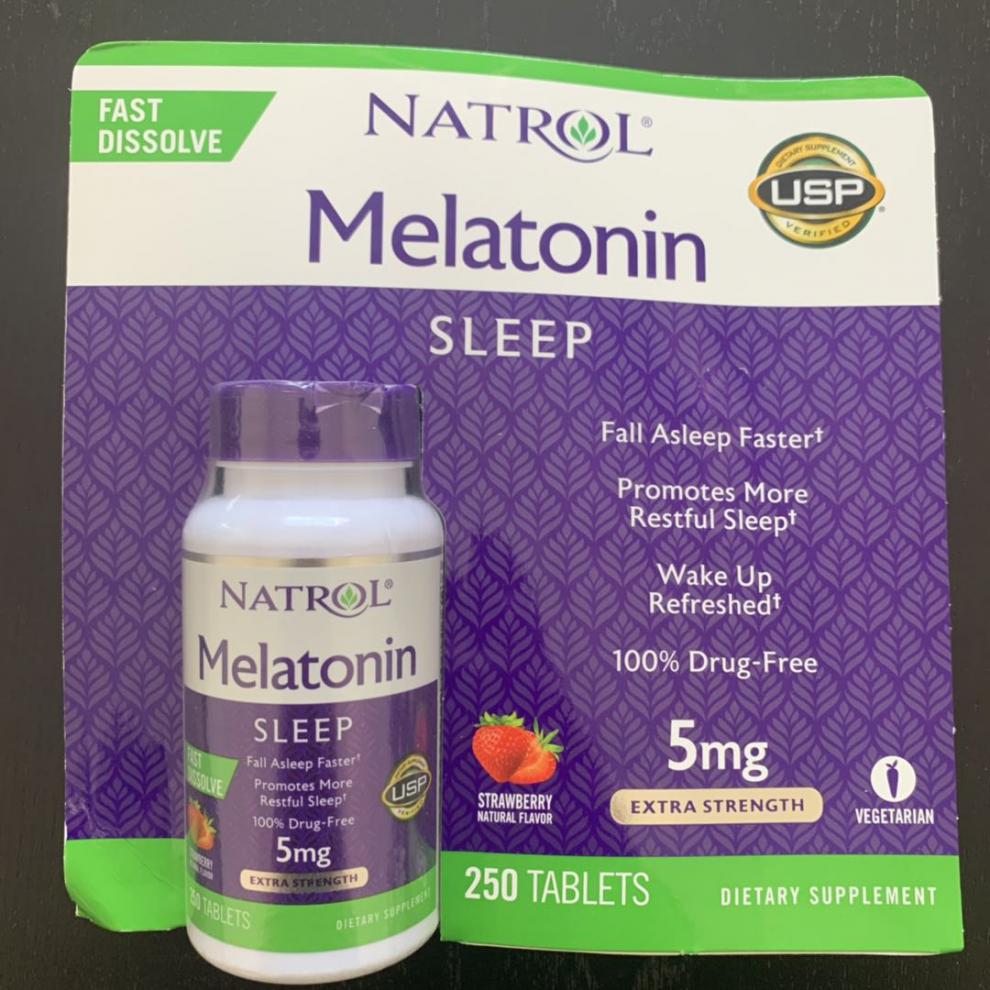 现货美国natrol melatonin褪黑素5mg250粒助睡眠倒时差速溶含片