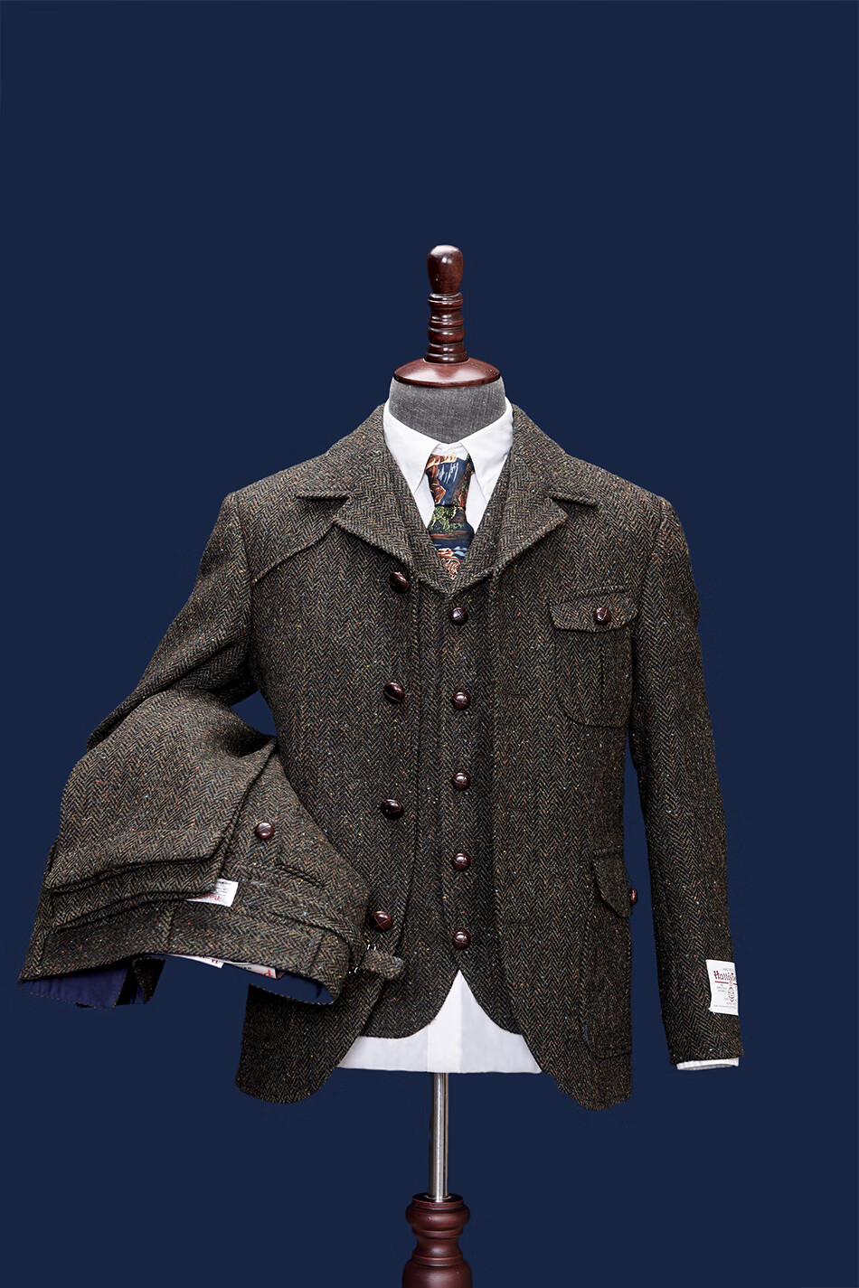 玩儿harristweed哈里斯花呢单排扣复古羊毛猎装西服外套1728c1xs44