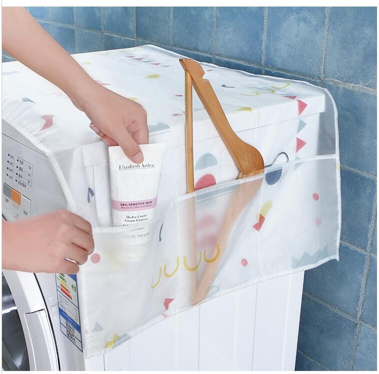 日式冰箱防尘罩阳台洗衣机防晒防尘盖布通用型冰箱罩防水牛津布收纳挂