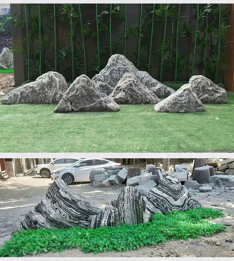 2022新款天然雪浪石切片组合日式禅意枯山水室内外园林庭院造景观石