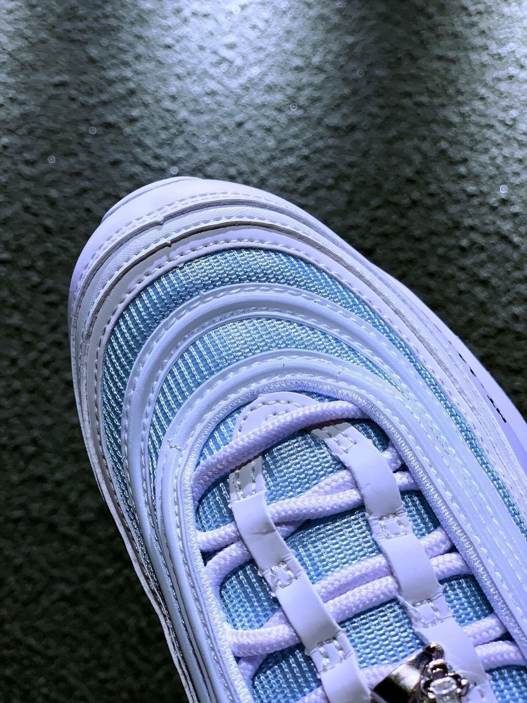 air max97笑脸蓝万花筒男女银头气垫头跑步鞋减震运动鞋 圣水 带配件