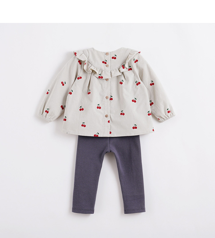 marcjanie马克珍妮童装儿童春秋装 女童小樱桃灯芯绒套装 宝宝2件套