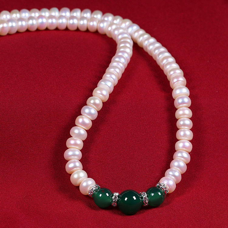珍珠项链天然珍珠玛瑙项链妈妈款送妈妈婆婆老人母节礼物 珍珠 红珠款