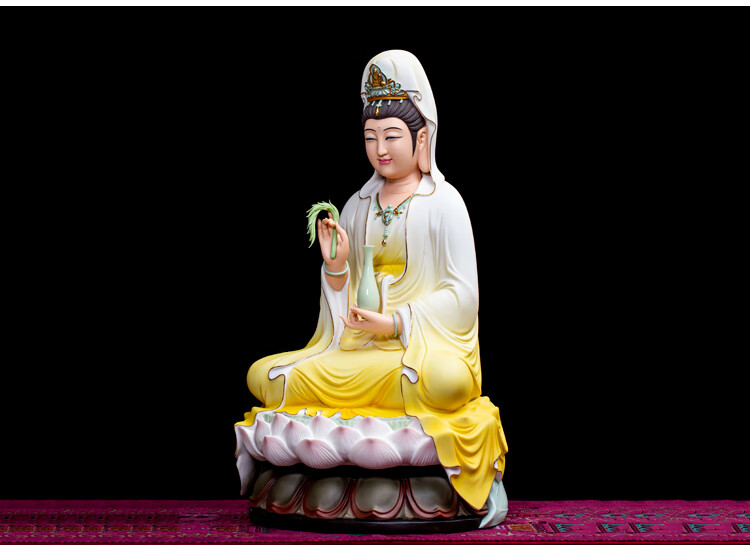 凉梵(liangfas)佛具陶瓷观音佛像供奉家用白瓷南海观音菩萨像摆件微笑