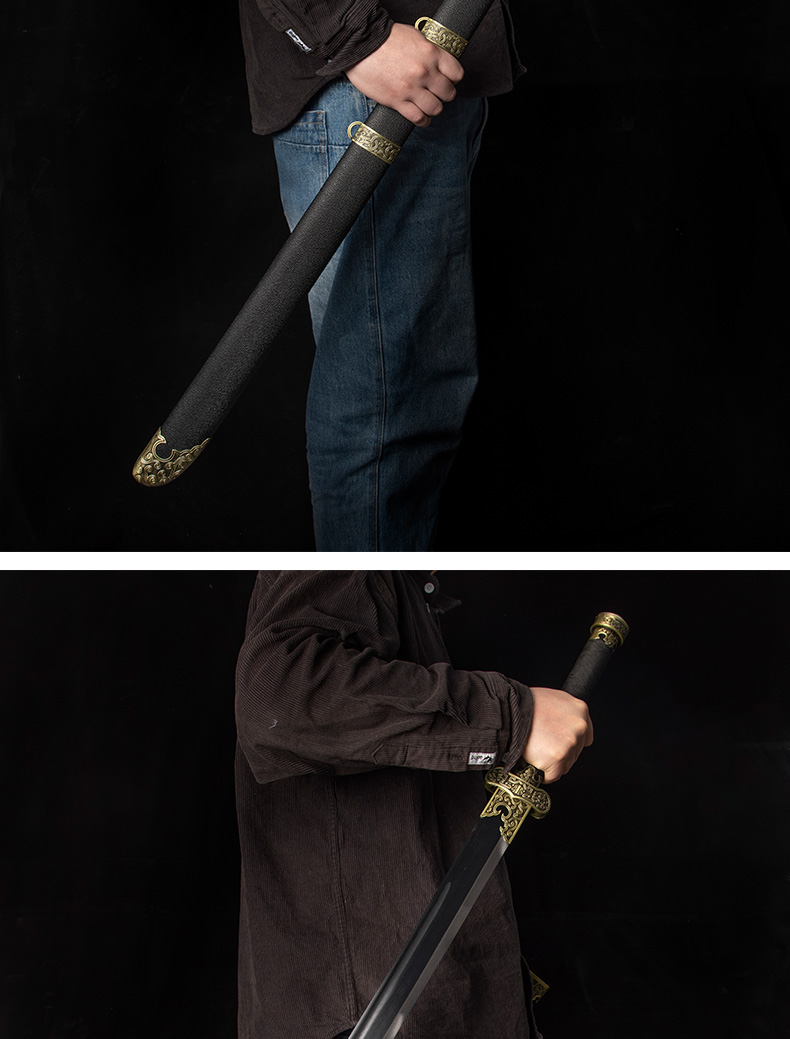 oloey抖音同款创意礼品盗墓笔记张起灵锰钢黑金古刀手工刀剑户外车载