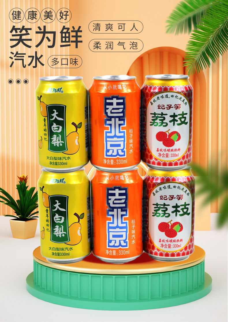 庄河特产馆东北大白梨老北京汽水桔子味荔枝味汽水老式汽水怀旧饮料果