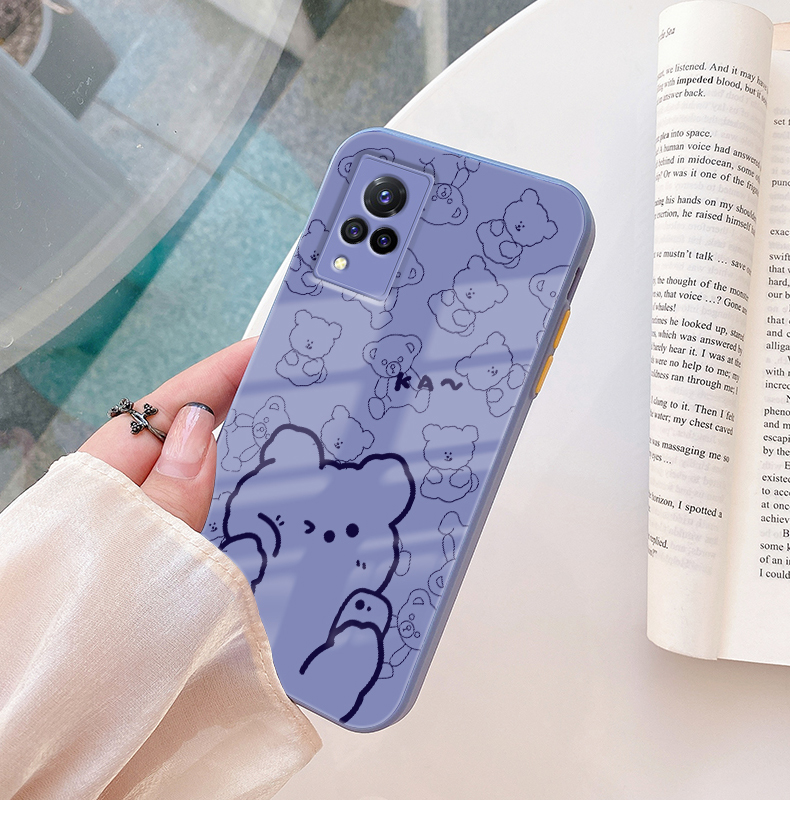 尼绅vivos9手机壳可爱熊熊液态硅胶玻璃保护套全包个性情侣男女款式