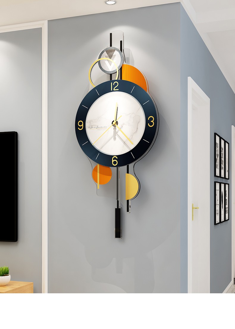 美世达北欧简约现代个性钟表挂钟客厅创意时尚家用极简轻奢挂墙时钟加