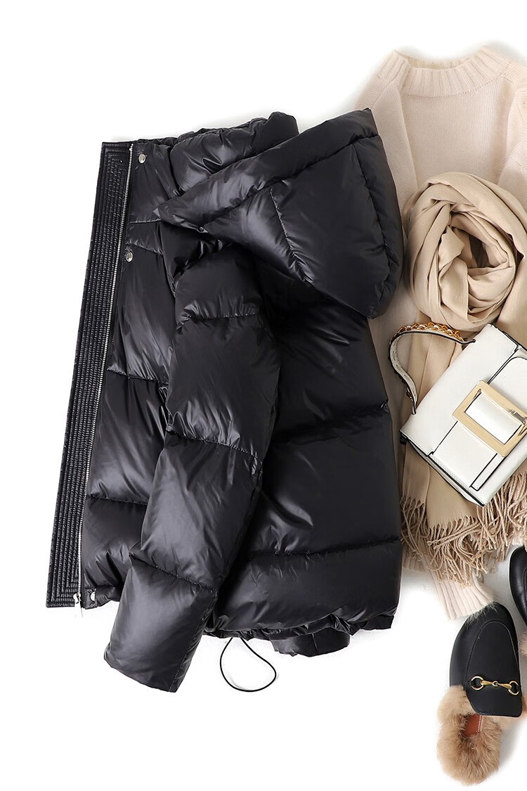 逸珀(yipo)2022年新款高端洋气加厚焦糖色95白鹅绒羽绒服女短款小个子