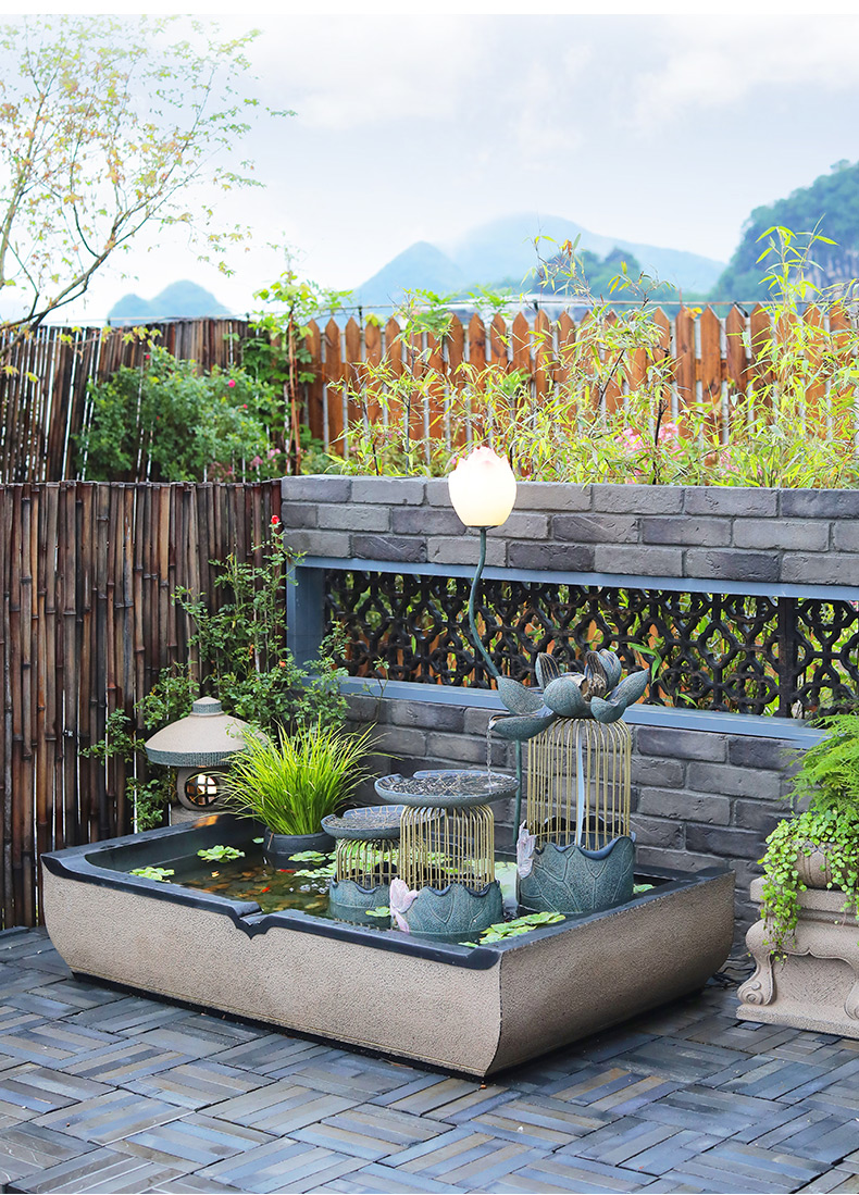 法漫玫 轻奢落地流水摆件阳台花园布置庭院鱼池创意造景露台水景观