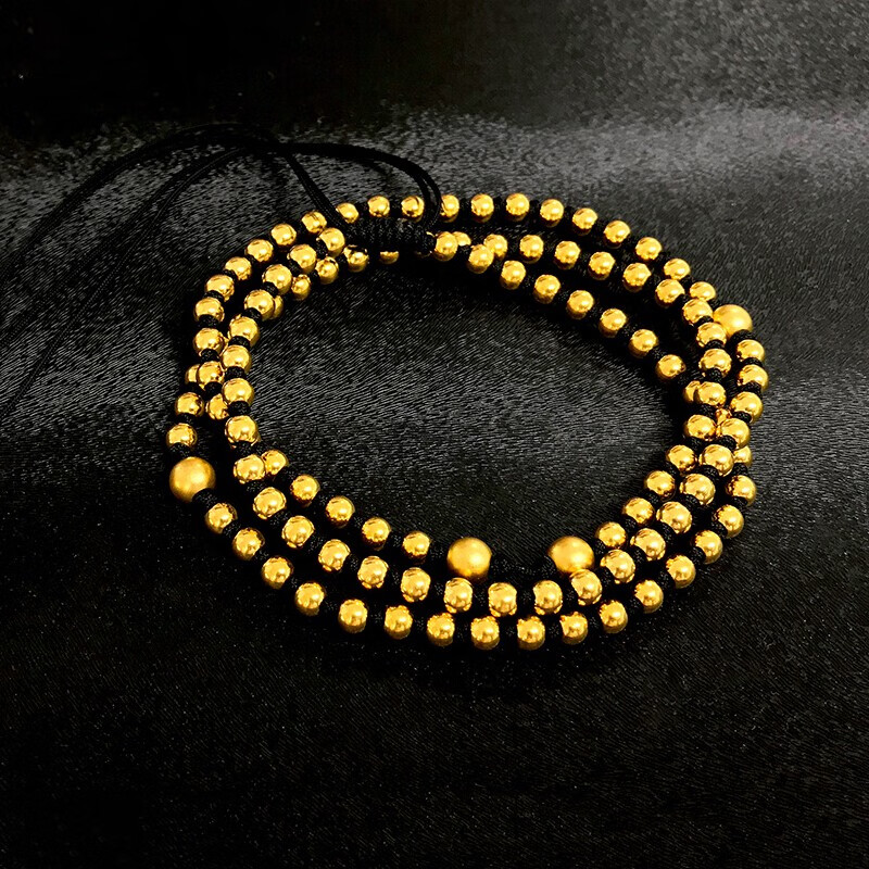 玺阅珠宝足金999古法佛珠项链男士古法项链女黄金项链纯金转运珠小金