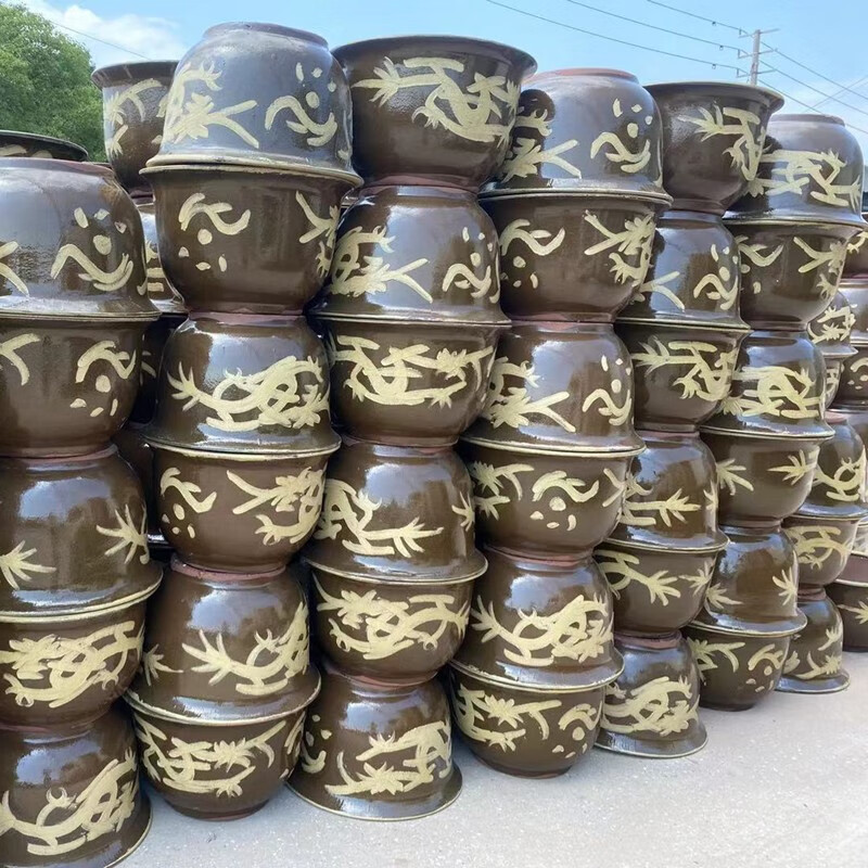 龙缸花盆粗陶均釉缸大型铁树茶树落地盆陶瓷花卉绿植盆栽种树龙缸 均