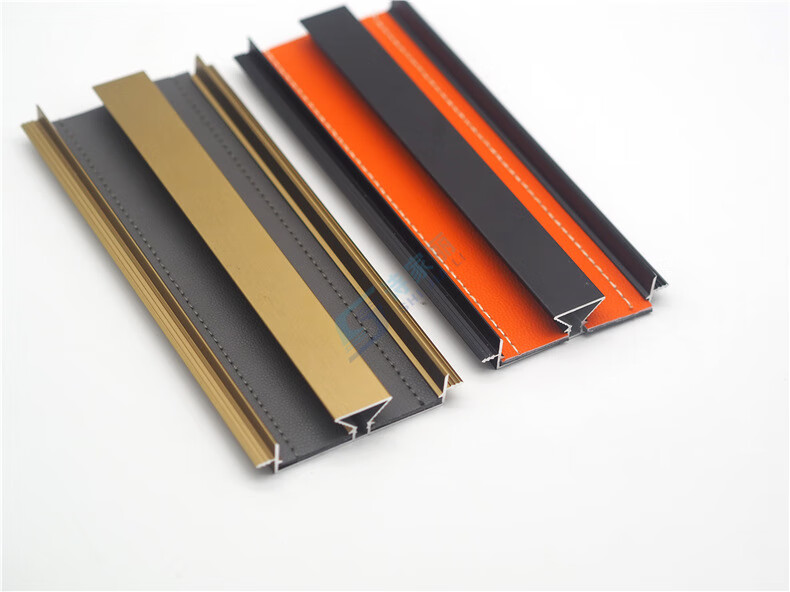 皮革腰线内嵌式门把手铝合金乐玛腰线封边拉手衣柜门把手 哑黑拉手