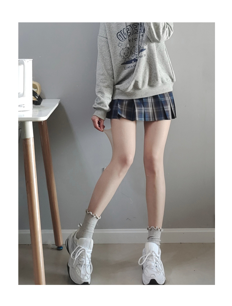 法国kj丝袜女薄款春秋肉黑色ins网红夏季超薄隐形全透明菠萝光腿jk