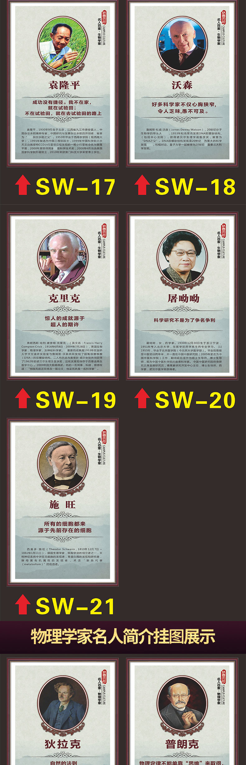 科学家挂图海报物理学家化学家生物学家数学家简介名人名言挂图欧琪尚