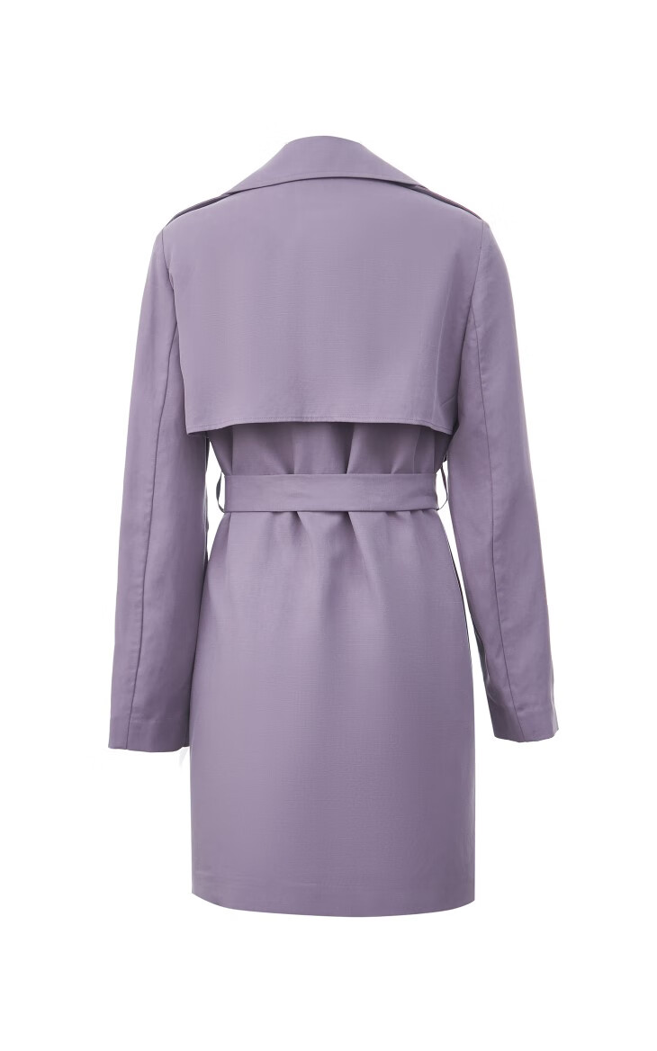 moda2021春夏新款韩版显瘦翻领垂感风衣外套女321121034 e37苍紫色