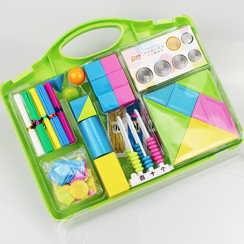 轩弘 小学一年级下册数学教具七巧板下学期学具盒套装几何立体图形