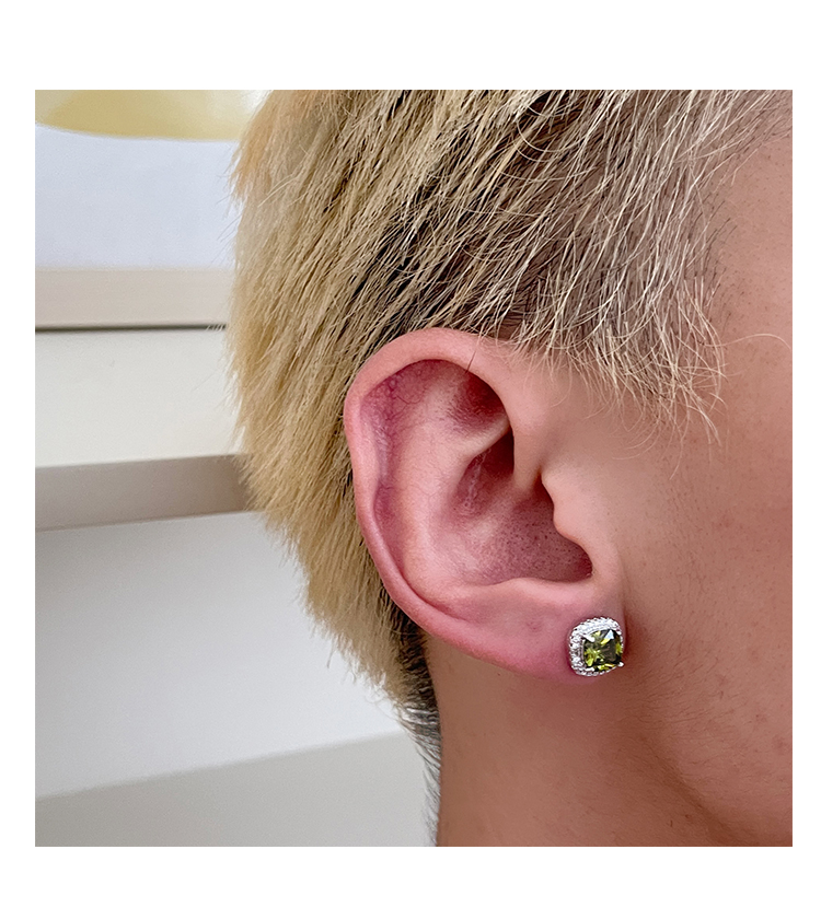 s925闪钻感耳饰21sist同款欧美hiphop潮流个性痞帅男耳钉姜黄色耳钉一