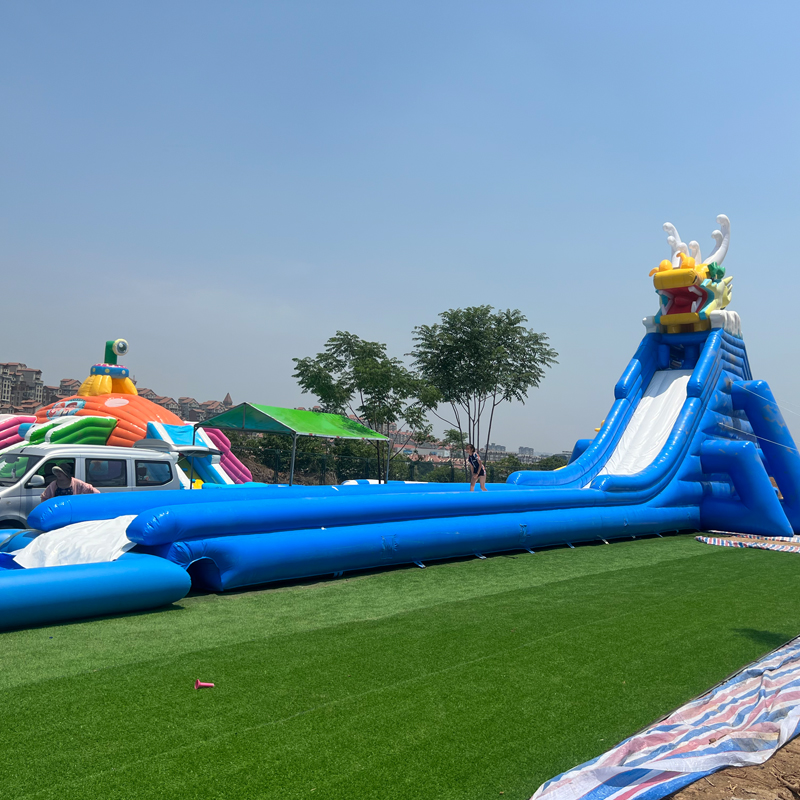 大型支架水池充气水池水上乐园水滑梯龙头大滑梯冰雪世界大滑梯2022款