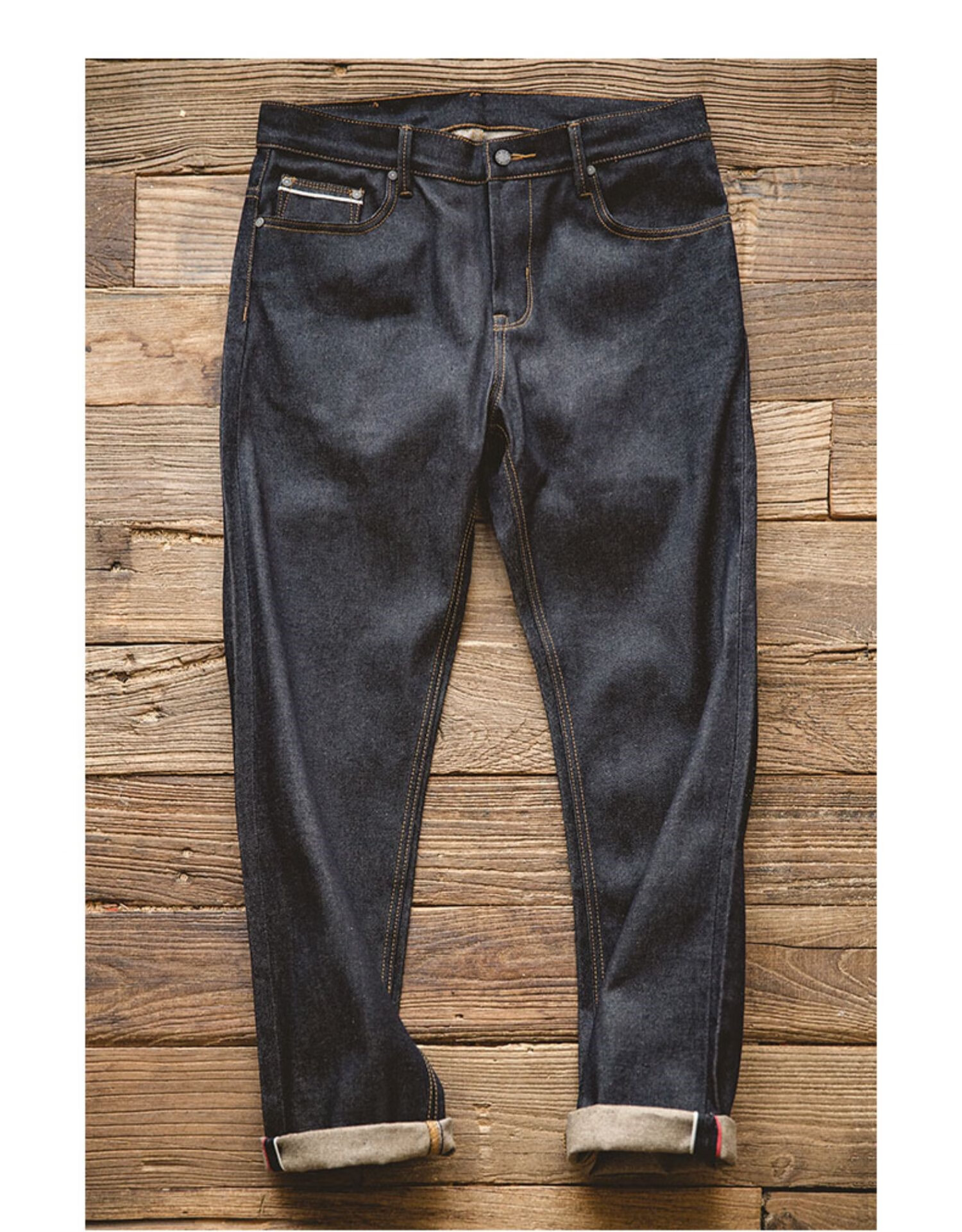 马登工装牛仔裤 复古原浆赤耳原牛牛仔裤丹宁直筒阿美咔叽重磅深色裤