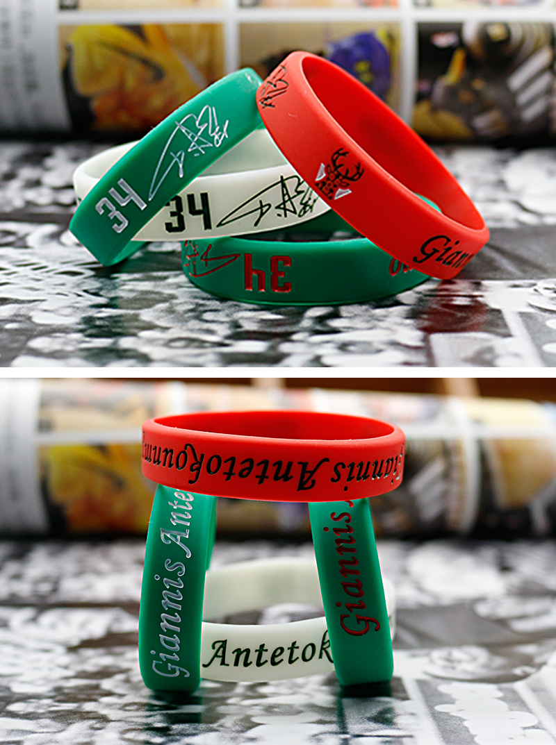 oimg篮球手环男雄鹿字母哥手环阿德托昆博34号签名硅胶夜光手环可定制