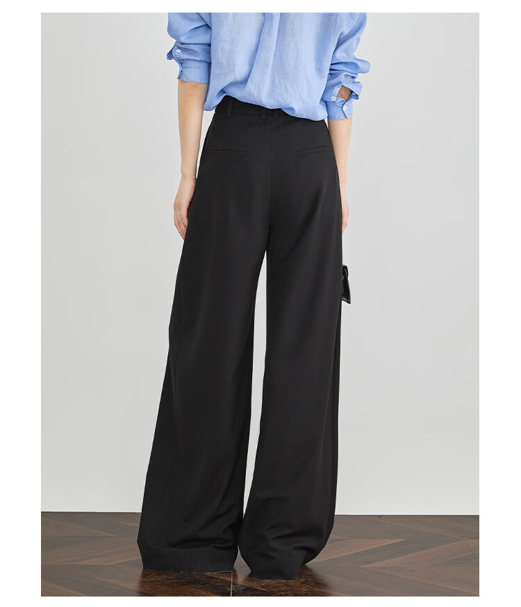 FAESSLIN [A4 Waist-Killing] Dark Gray High-Waisted Dress Pants for Women, 2026 Summer Thin Style, Elegant Draping Casual Wide-Leg Trousers for Wome 16