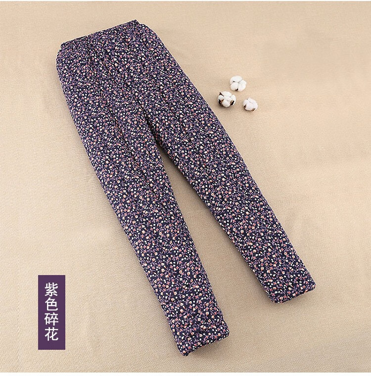 纯手工棉花棉裤女士冬装加厚宽松中老年人奶奶保暖高腰妈妈 凤凰紫色