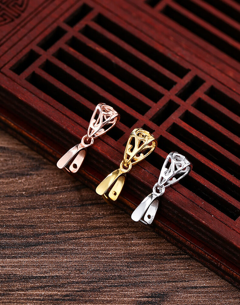 男女银扣配件扣子s925银吊坠扣头银扣头翡翠玉器水晶项链扣夹扣 色中