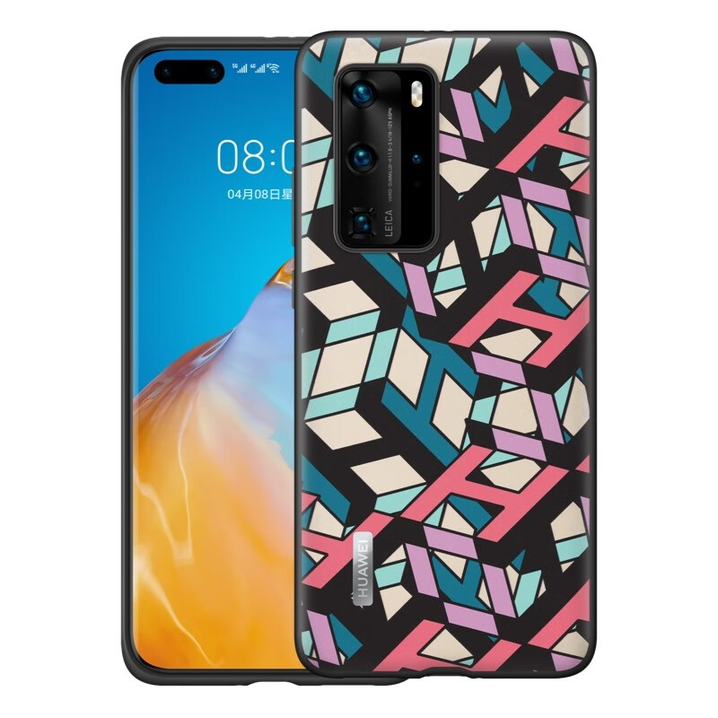 华为p40pro立体纹理皮革保护壳原装时尚monogram系列手机壳套 p40pro
