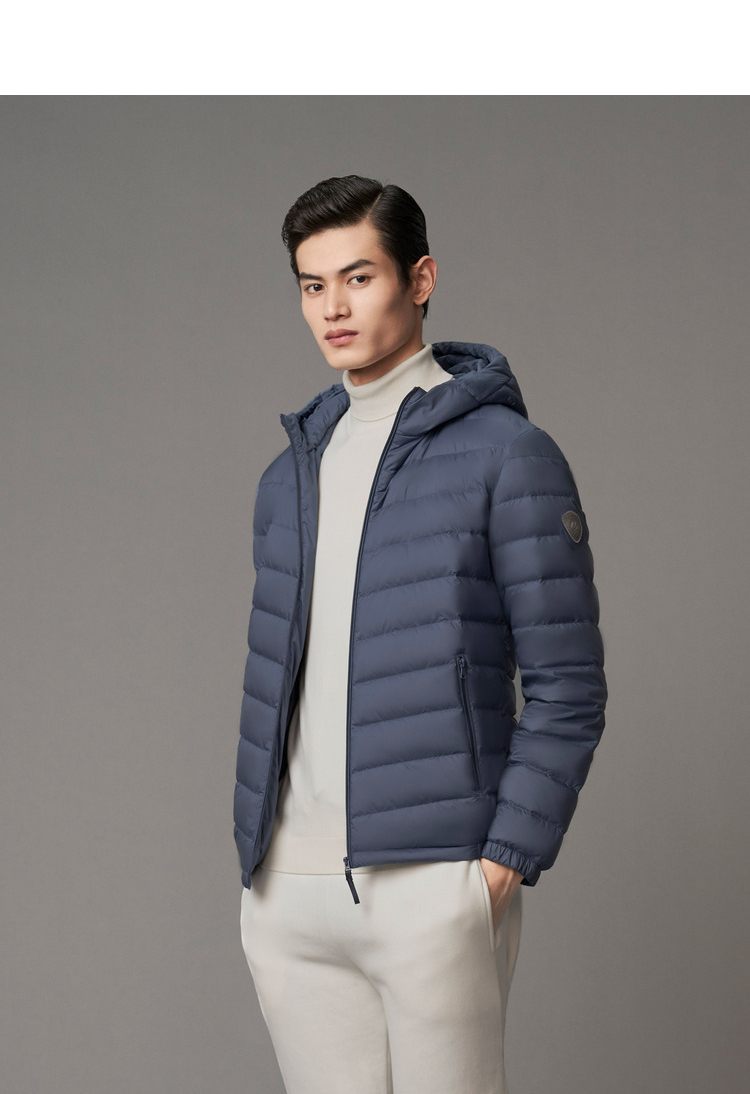波司登秋季新款简约时尚轻薄羽绒服男轻便显瘦拉链连帽轻薄短款90绒