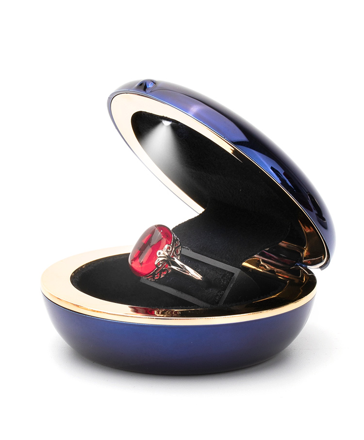 2022新款2020新款粉饼圆形led发光灯盒戒指盒520情人节礼物求婚表白